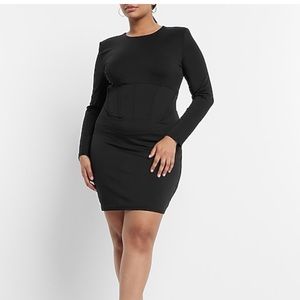 Express black padded shoulder dress
